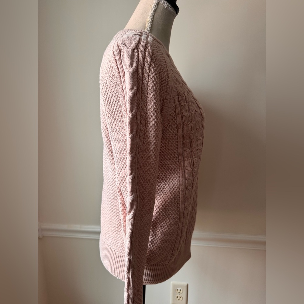 GAP 100% Cotton Light Pink Cable Knit Sweater Size M - Picture 5 of 14